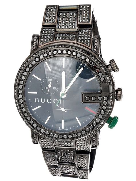 fake black diamond gucci watch|Gucci black chronograph watch.